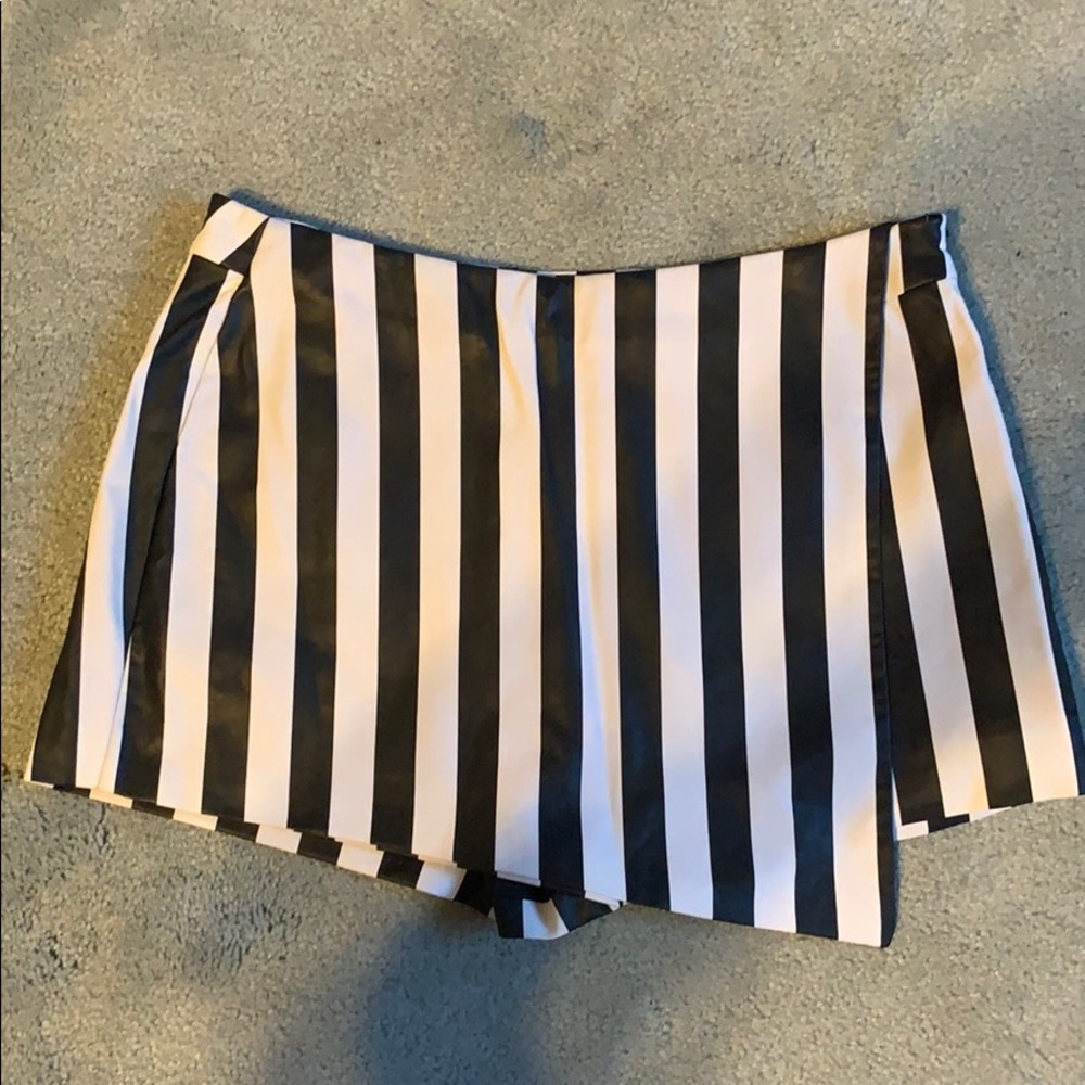 Black and white striped skort.